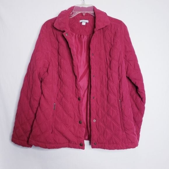 Croft & Barrow Red Quilted Button Up Jacket Lightweight Coat Women's Size Small - Picture 7 of 10